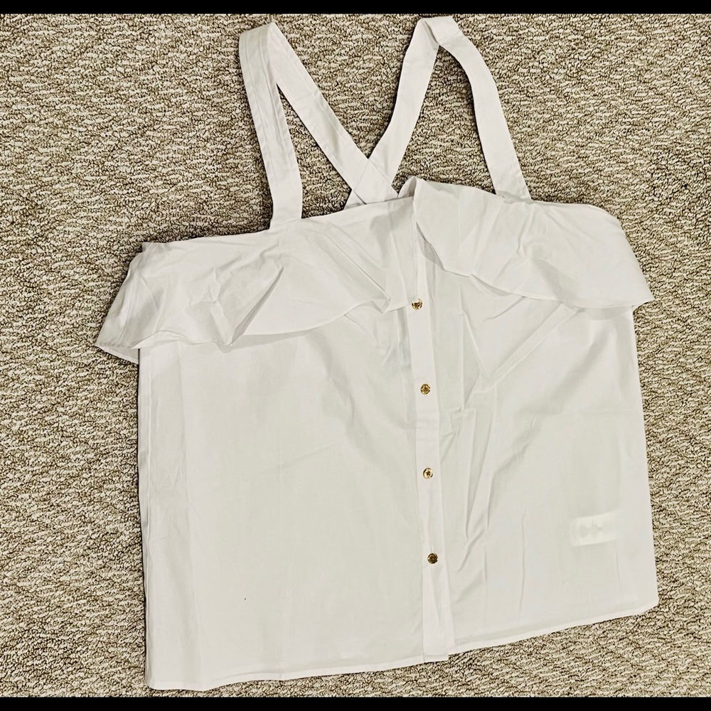 MICHAEL Michael Kors Ruffle White Tank
